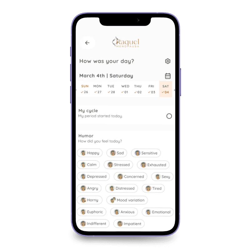 App symptom diary screen